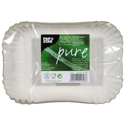 PAPSTAR 100 Schalen, Pappe "pure" eckig weiss