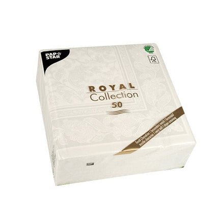 PAPSTAR 50 Servietten "ROYAL Collection" 1/4-Falz 40 x 40 cm weiss