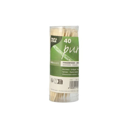 PAPSTAR Fingerfood Spieße "pure" 10 cm, ideal für Golf-Events | Dose (40 Stück)