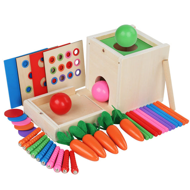 Montessori Holz Lernbox – Multifunktionales Steck- & Formenpuzzle für Kinder