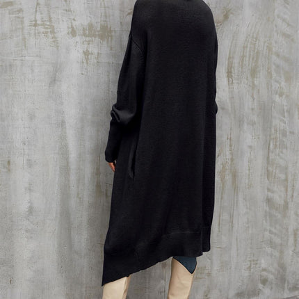 Black Chunky Pleat Oversized Cardigan