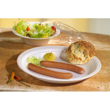 Starpak 50 Dom-Deckel, R-PET rund Ø 15,5 cm · 2,5 cm klar | Schrumpffolie (50 Stück)