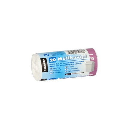 Starpak 20 Müllbeutel, LDPE 5 l 44 cm x 36 cm weiss | Banderole (20 Stück)
