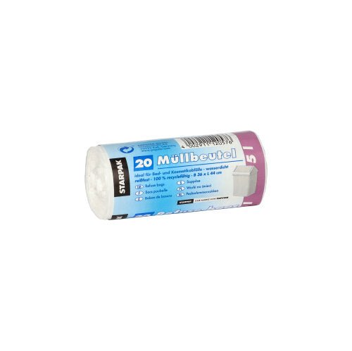 Starpak 20 Müllbeutel, LDPE 5 l 44 cm x 36 cm weiss | Banderole (20 Stück)