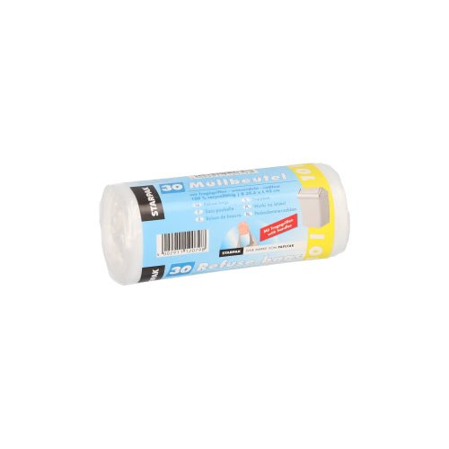 Starpak 30 Müllbeutel mit Tragegriffen, HDPE 10 l 42 cm x 39,5 cm transparent | Banderole (30 Stück)