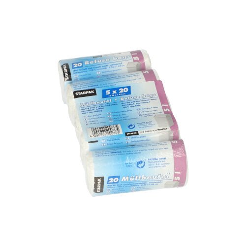 Starpak 100 Kosmetik-Müllbeutel LDPE 5 l 44 cm x 36 cm weiss | Folie (100 Stück)