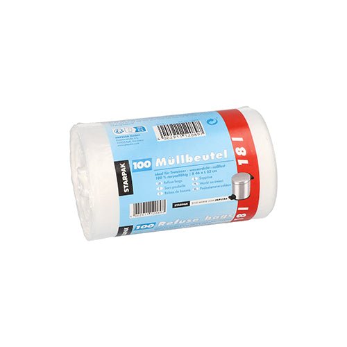 Starpak 100 Müllbeutel, HDPE 18 l 52 cm x 46 cm weiss | Banderole (100 Stück)