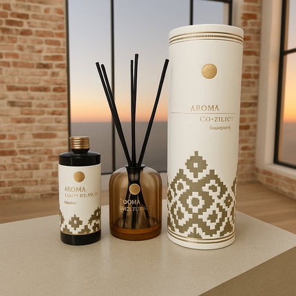 Aroma Diffuser Set 150 ml – White Tea & Garden After Rain | Raumduft mit 5 Stäbchen & Geschenkverpackung