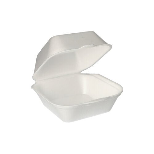 Starpak 100 Hamburger-Boxen mit Klappdeckel, XPS 7,5 cm x 12 cm x 12 cm weiss | Schrumpffolie (100 Stück)