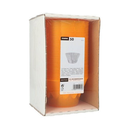 Starpak 50 Eis- und Dessertschalen, PS rund 500 ml Ø 13 cm · 7,5 cm orange | Papptray (50 Stück)