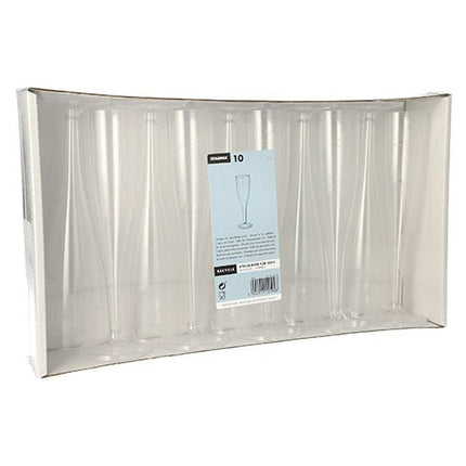 Starpak 10 Stiel-Gläser für Sekt, PS 0,1 l Ø 4,8 cm · 19,9 cm glasklar einteilig | Papptray (10 Stück)