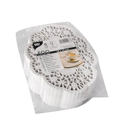 PAPSTAR 500 Mokkadeckchen oval weiss