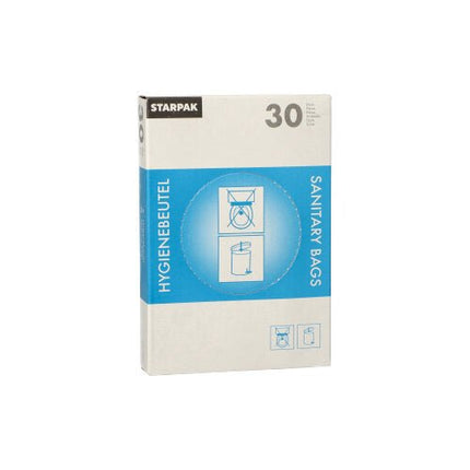 Starpak 30 Hygienebeutel 28,5 cm x 8 cm x 7 cm weiss im Spenderkarton | Spenderkarton (30 Stück)