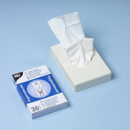 Starpak 30 Hygienebeutel 28,5 cm x 8 cm x 7 cm weiss im Spenderkarton | Spenderkarton (30 Stück)