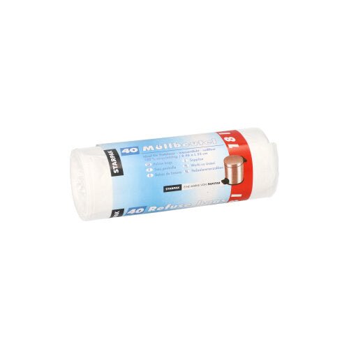 Starpak 40 Müllbeutel, HDPE 18 l 52 cm x 46 cm weiss | Banderole (40 Stück)