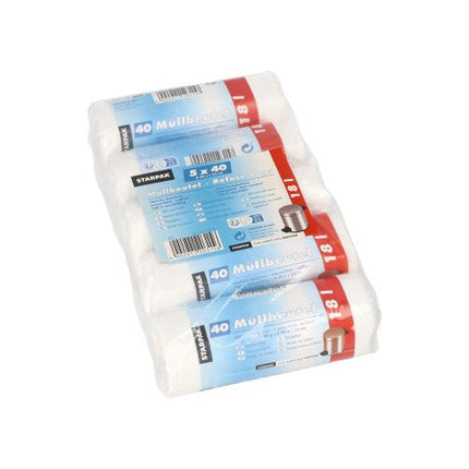 Starpak 40 Müllbeutel, HDPE 18 l 52 cm x 46 cm weiss | Banderole (40 Stück)