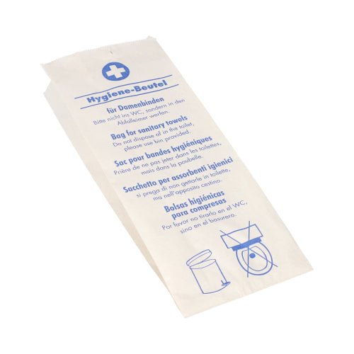 PAPSTAR Hygienebeutel 28x11x5,5 cm, weiß, bedruckt | Schrumpffolie (200 Stück)