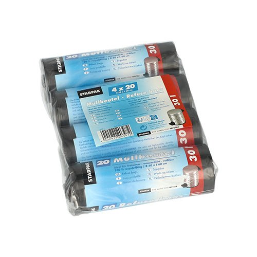 Starpak 80 Müllbeutel, LDPE 30 l, 60 cm x 50 cm grau | Folie (80 Stück)