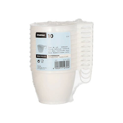 Starpak 10 Kaffeetassen, PS 0,18 l Ø 7,8 cm · 6 cm weiss | Schrumpffolie (10 Stück)