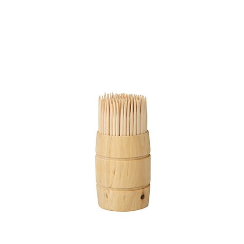 PAPSTAR Zahnstocher "pure" rund, 6,8 cm, im Holzspender | Folie (200 Stück)