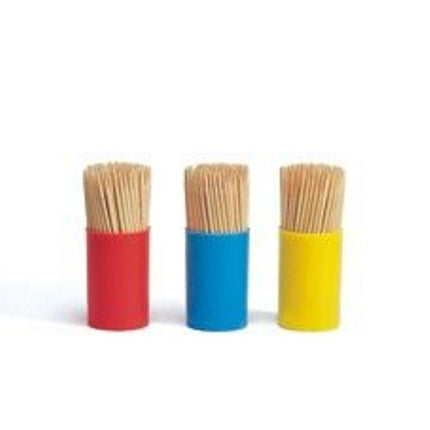 PAPSTAR Zahnstocher rund aus Holz, 6,8 cm, in praktischer Dose | Beutel (450 Stück)