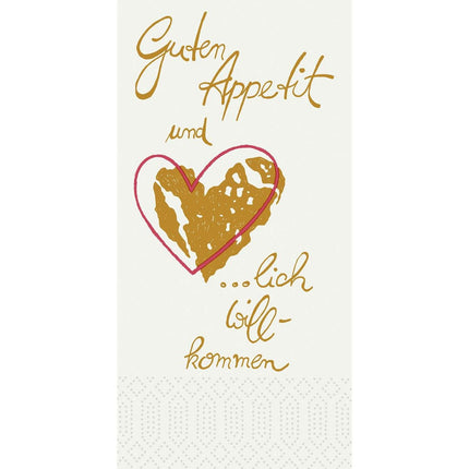 Zelltuchservietten 40x40 cm, 2-lagig, 1/8 Kopffalz - Herzlich Willkommen | Packung (300 Servietten)