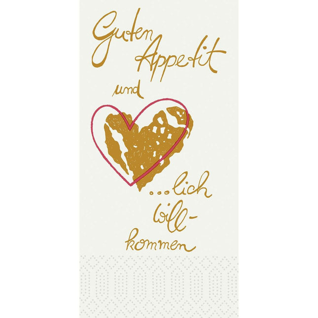 Zelltuchservietten 40x40 cm, 2-lagig, 1/8 Kopffalz - Herzlich Willkommen | Packung (300 Servietten)