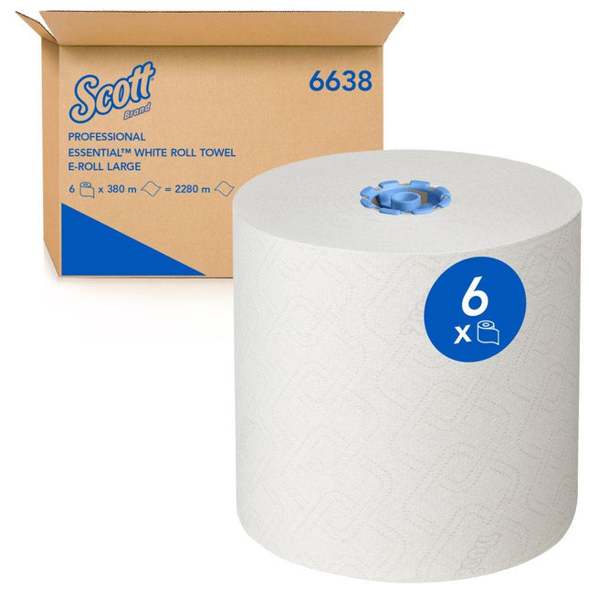 Scott® Essential™ Rollenhandtücher 6638 Großrolle 1-lagig 6 Rollen | Karton (6 Rollen)