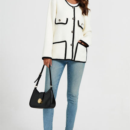 Relaxed Boucle Jacket In Cream White