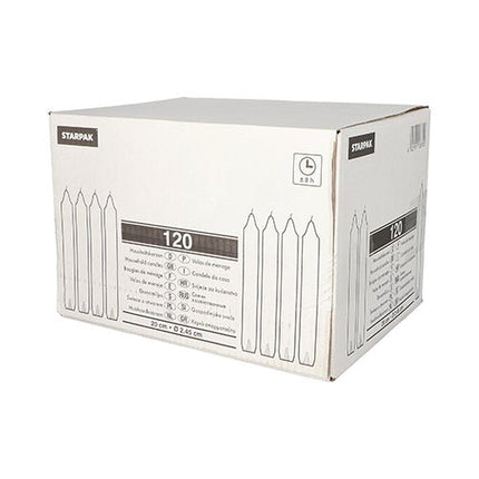Starpak 120 Haushaltskerzen mit Dornloch Ø 2,45 cm · 20 cm weiss | Karton (120 Stück)