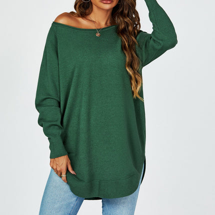 Oversize Knitted Jumper Top In Darkgreen