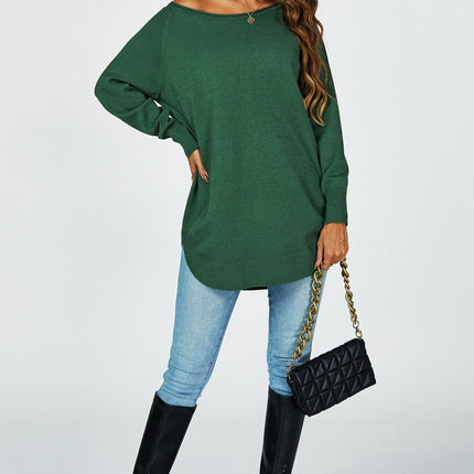 Oversize Knitted Jumper Top In Darkgreen