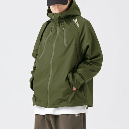 Hooded Jacket Windproof Outerwear in Olive