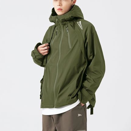 Hooded Jacket Windproof Outerwear in Olive
