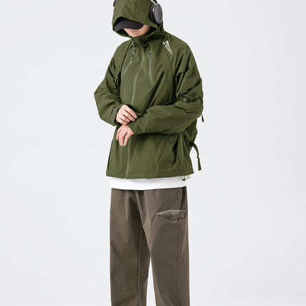 Hooded Jacket Windproof Outerwear in Olive