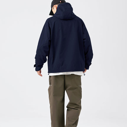 Hooded Jacket Windproof Outerwear In Navy