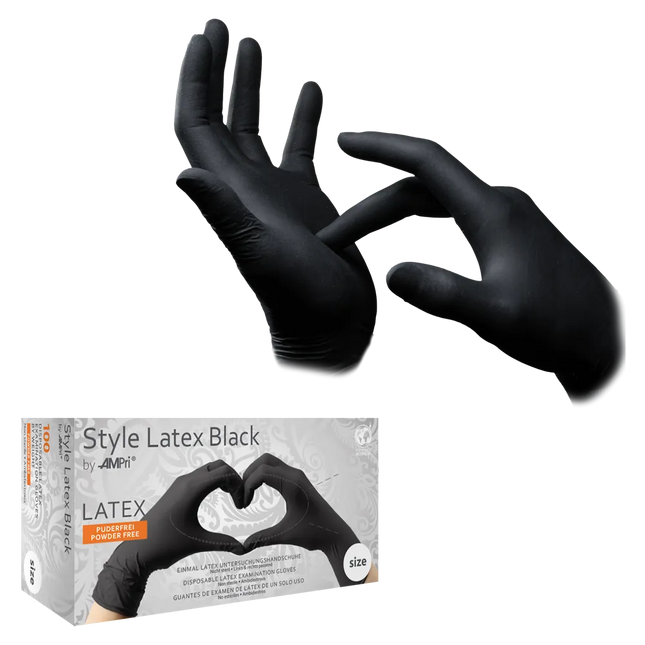 STYLE LATEX BLACK, Latex-Untersuchungshandschuh, puderfrei, schwarz
