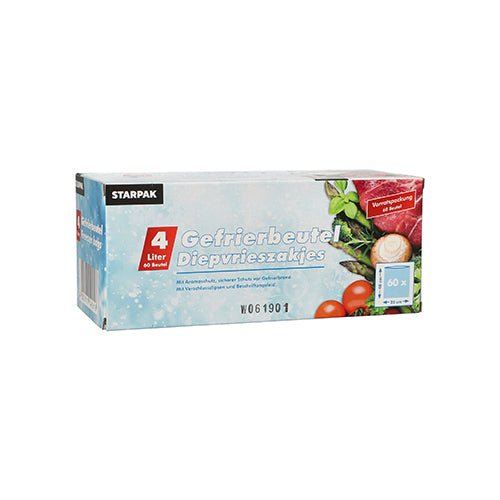 Starpak 60 Gefrierbeutel, LLDPE 4 l 40 cm x 25 cm transparent in Faltschachtel | Faltschachtel (60 Stück)