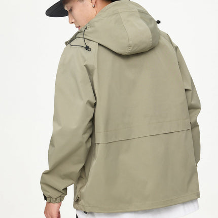 Patched Pockets Waterproof Jacket in Lightolive