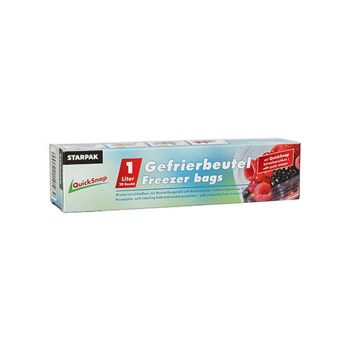 Starpak 20 QuickSnap Gefrierbeutel 1 l 20 cm x 18 cm transparent in Faltschachtel | Faltschachtel (20 Stück)