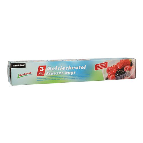 Starpak 15 QuickSnap Gefrierbeutel 3 l 28 cm x 27 cm transparent in Faltschachtel | Faltschachtel (15 Stück)