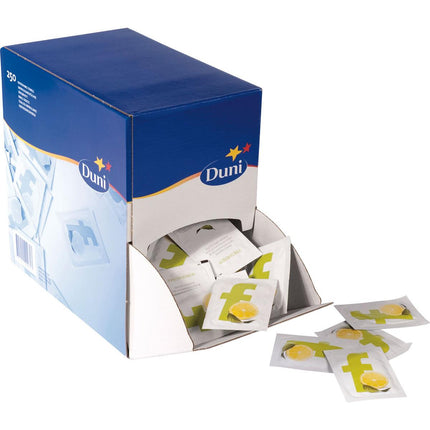 Erfrischungstücher 71x51 mm in Spenderbox - Feuchttücher für unterwegs | Packung (250 Stück)