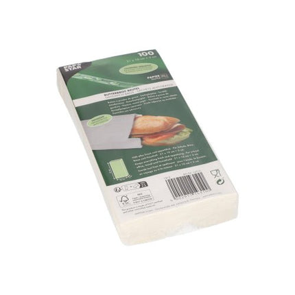 PAPSTAR Butterbrotbeutel fettdicht, 21x10x3 cm, weiß | Schrumpffolie (100 Stück)