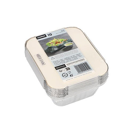 Starpak 10 Schalen, Alu + Einlegedeckel, PP-beschichtet eckig