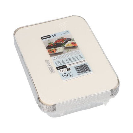 Starpak 10 Schalen, Alu + Einlegedeckel, PP-beschichtet eckig