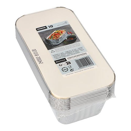 Starpak 10 Schalen, Alu + Einlegedeckel, PP-beschichtet eckig