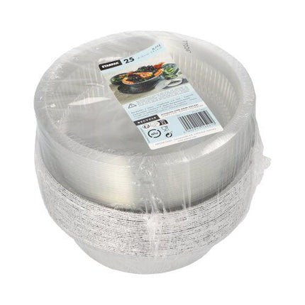 Starpak 25 Schalen, Alu + Dom-Deckel rund 0,77 l Ø 18,2 cm · 8 cm | Schrumpffolie (25 Stück)