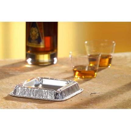 Starpak 50 Aschenbecher, Alu eckig 2,2 cm x 12,5 cm x 12,5 cm | Schrumpffolie (50 Stück)