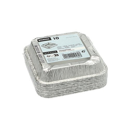 Starpak 10 Aschenbecher, Alu eckig 2,2 cm x 12,5 cm x 12,5 cm | Schrumpffolie (10 Stück)