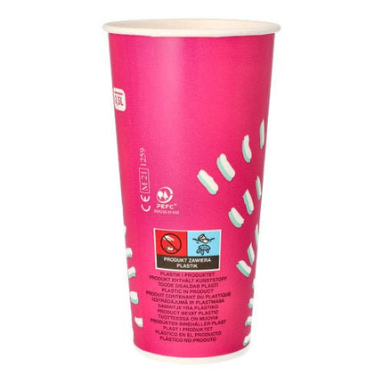 Starpak 50 Trinkbecher für Kaltgetränke, Pappe 0,5 l Ø 8,97 cm · 16,83 cm pink | Folie (50 Stück)